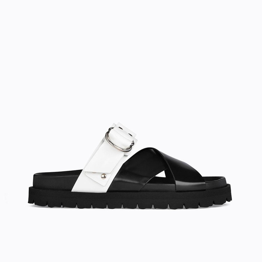 Pierre Hardy Cross Rider Flat Sandal Black/White Mules & Sandals