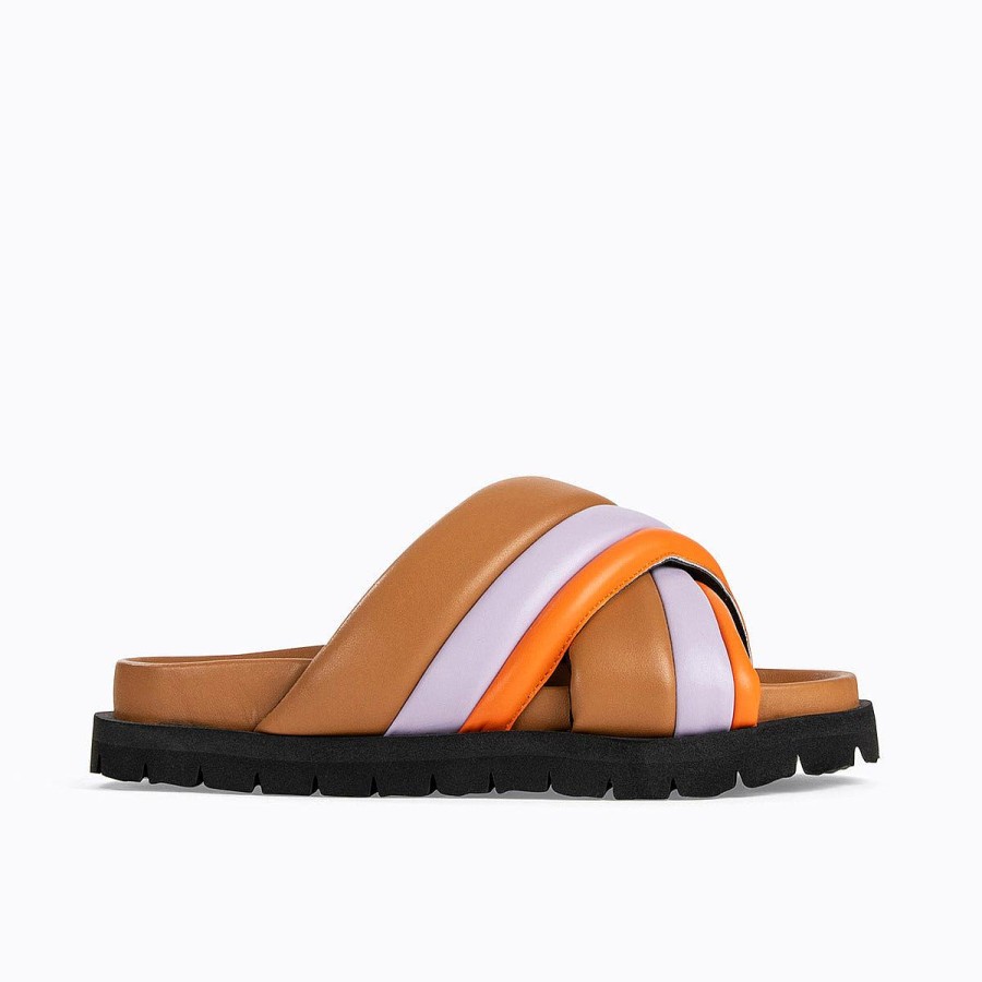 Pierre Hardy Xanadu Mule Camel/Orange/Lilac Mules & Sandals