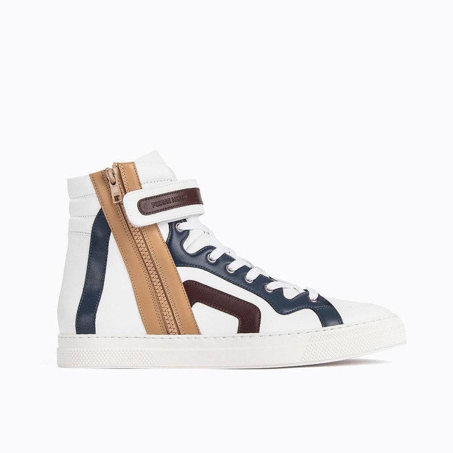 Pierre Hardy 112 High-Top Sneakers White/Navy/Burgundy/Capuccino Sneakers